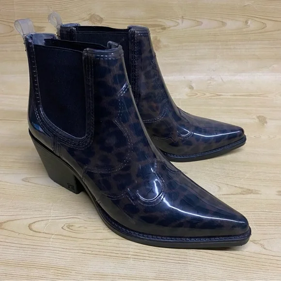 Sam Edelman Animal Print Ankle Boots Booties Pointed Toe Block Heel Sz 6 - Picture 2 of 15